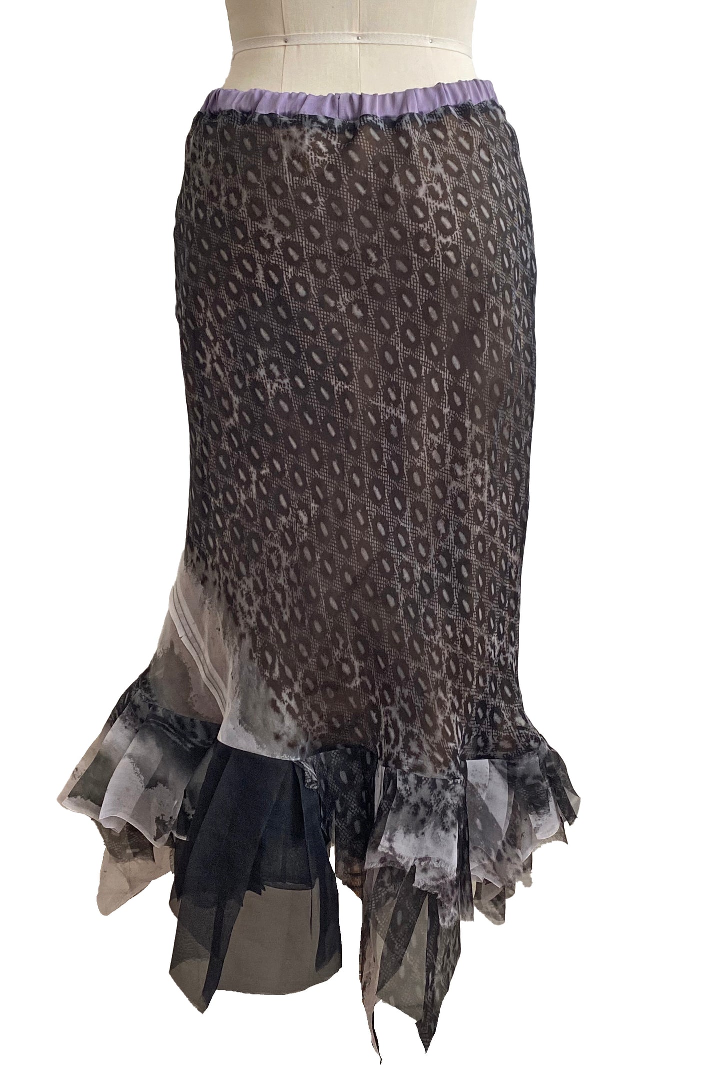 Toulouse Reversable Skirt w/ Lace Print - Black & Grey - Small