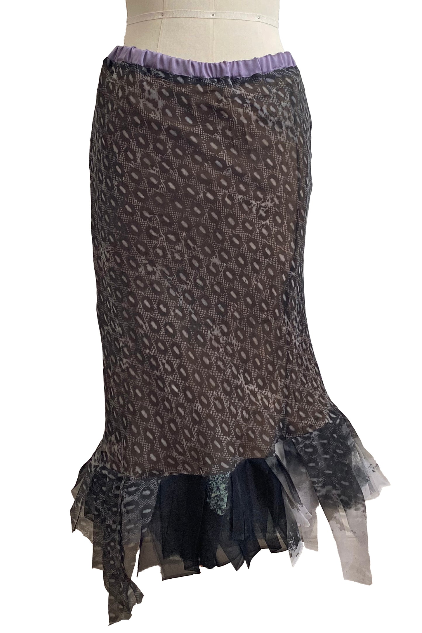 Toulouse Reversable Skirt w/ Lace Print - Black & Grey - Small