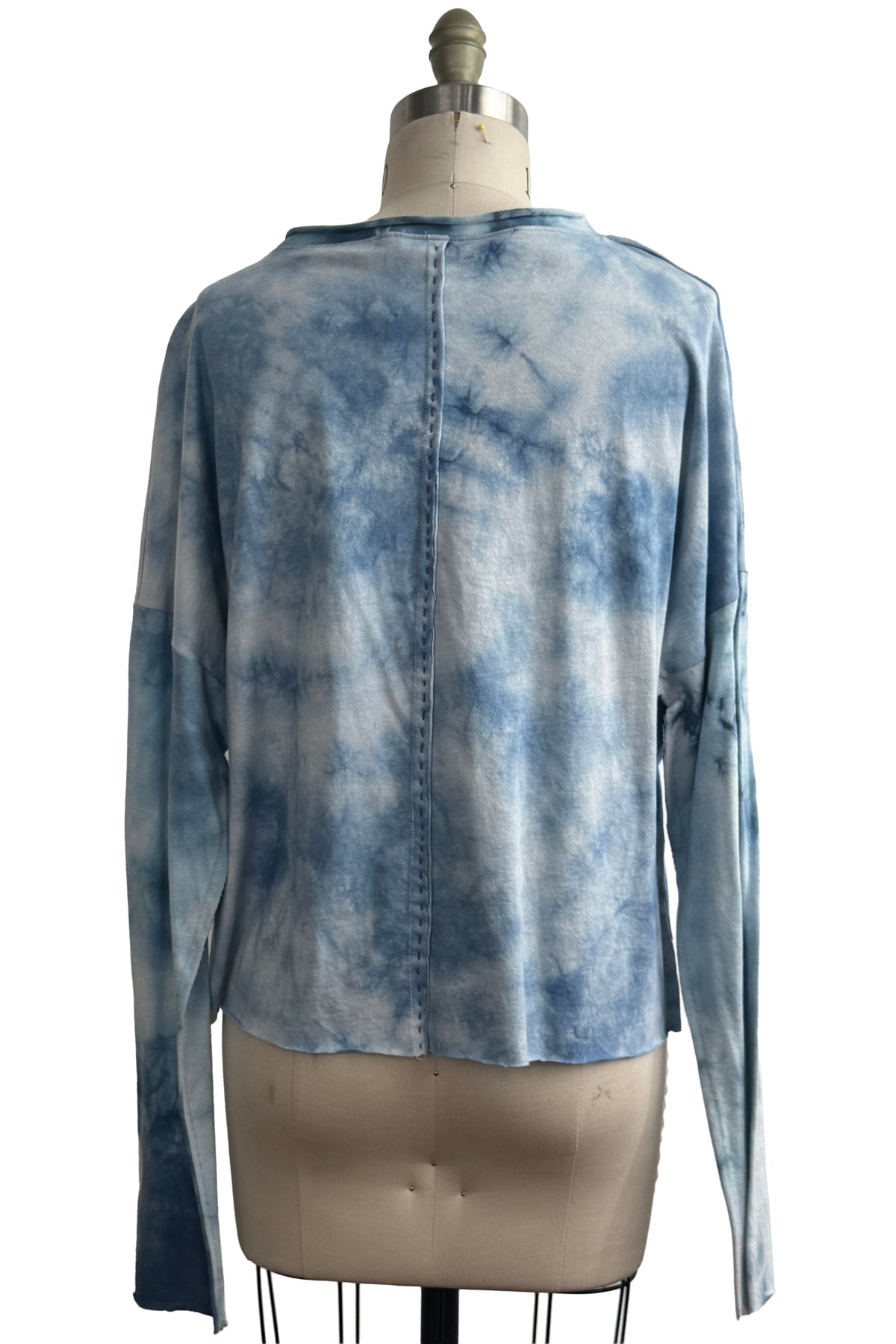 Jen Top Long Sleeve | Organic Cotton Jersey | Needle Felted Crawfish | White, Blue & Orange| Medium