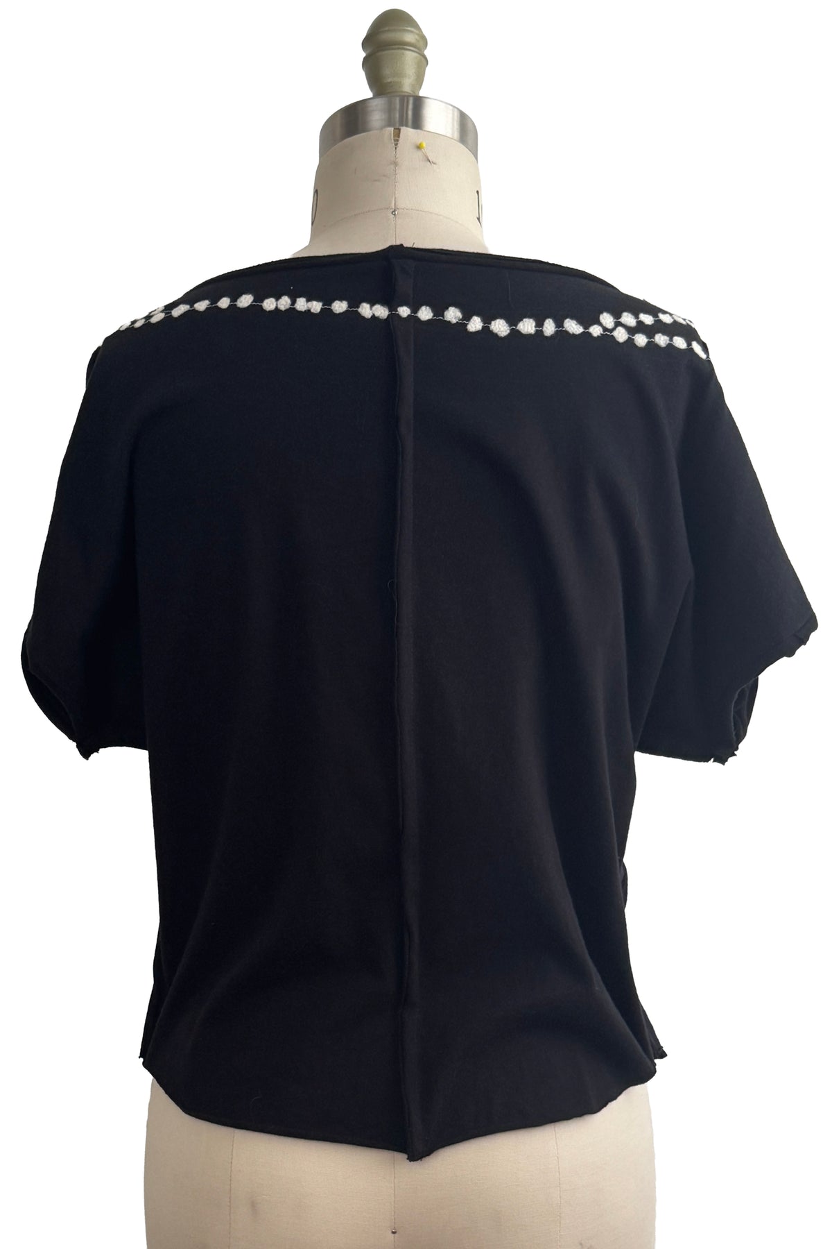 Jen Top | Organic Cotton Jersey | Needle Felted Pearl Necklaces | Black | Small