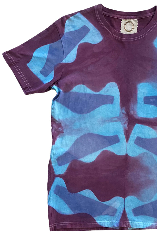 KB x Alquimie Studio Dyed T-Shirt - Shibori Wave - Purple & Blue - Medium