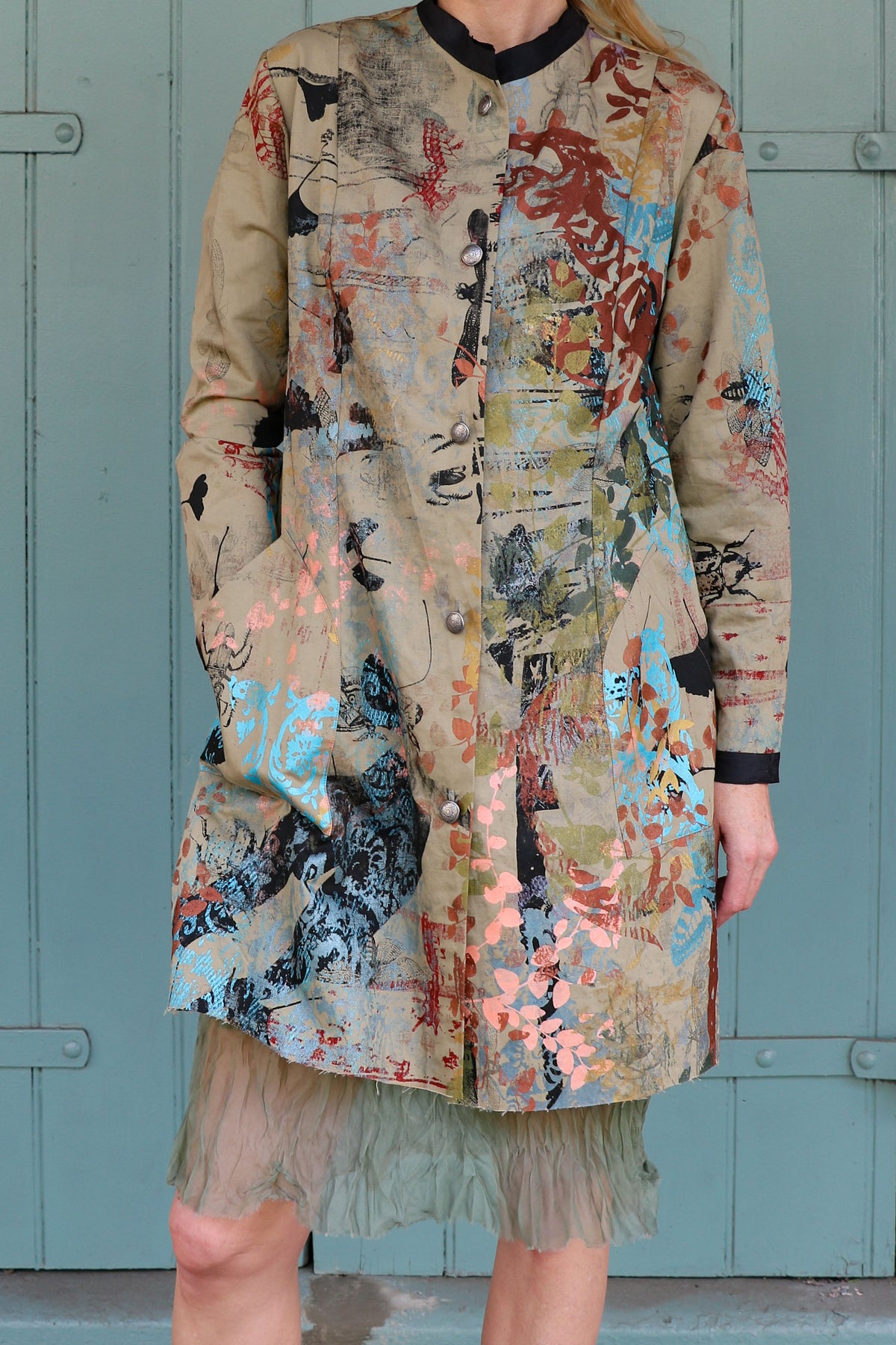 Hampton Coat | Linen | Vines Print | Black | Small