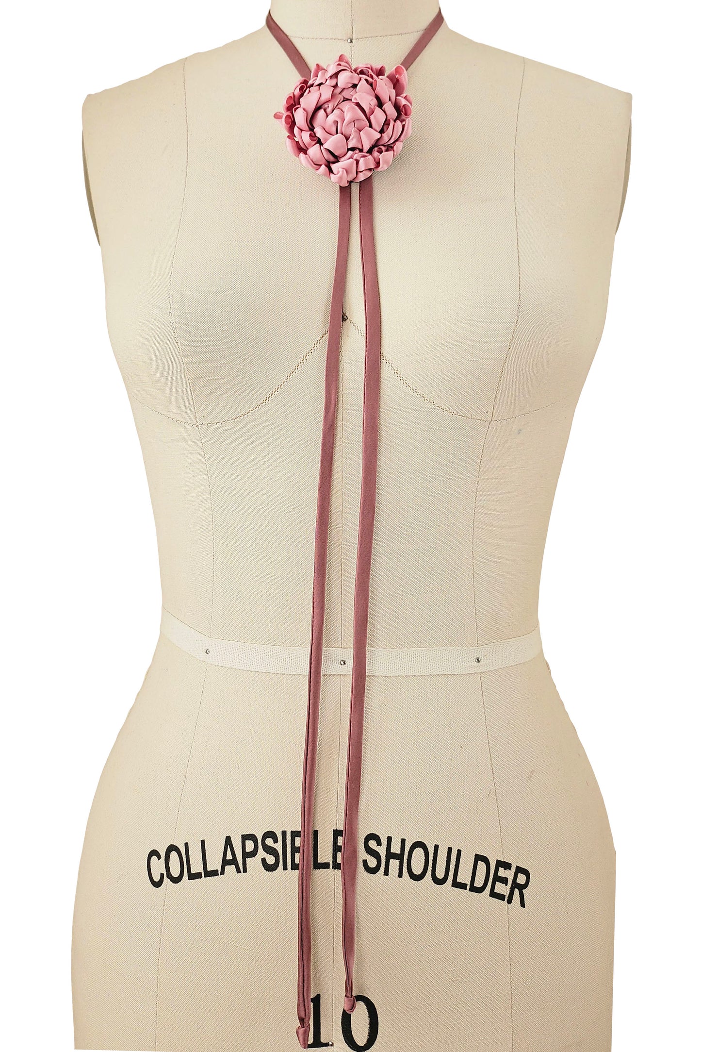 Adriana Silk Bolo Tie Necklace | Pink Tsumami Chrysanthemum