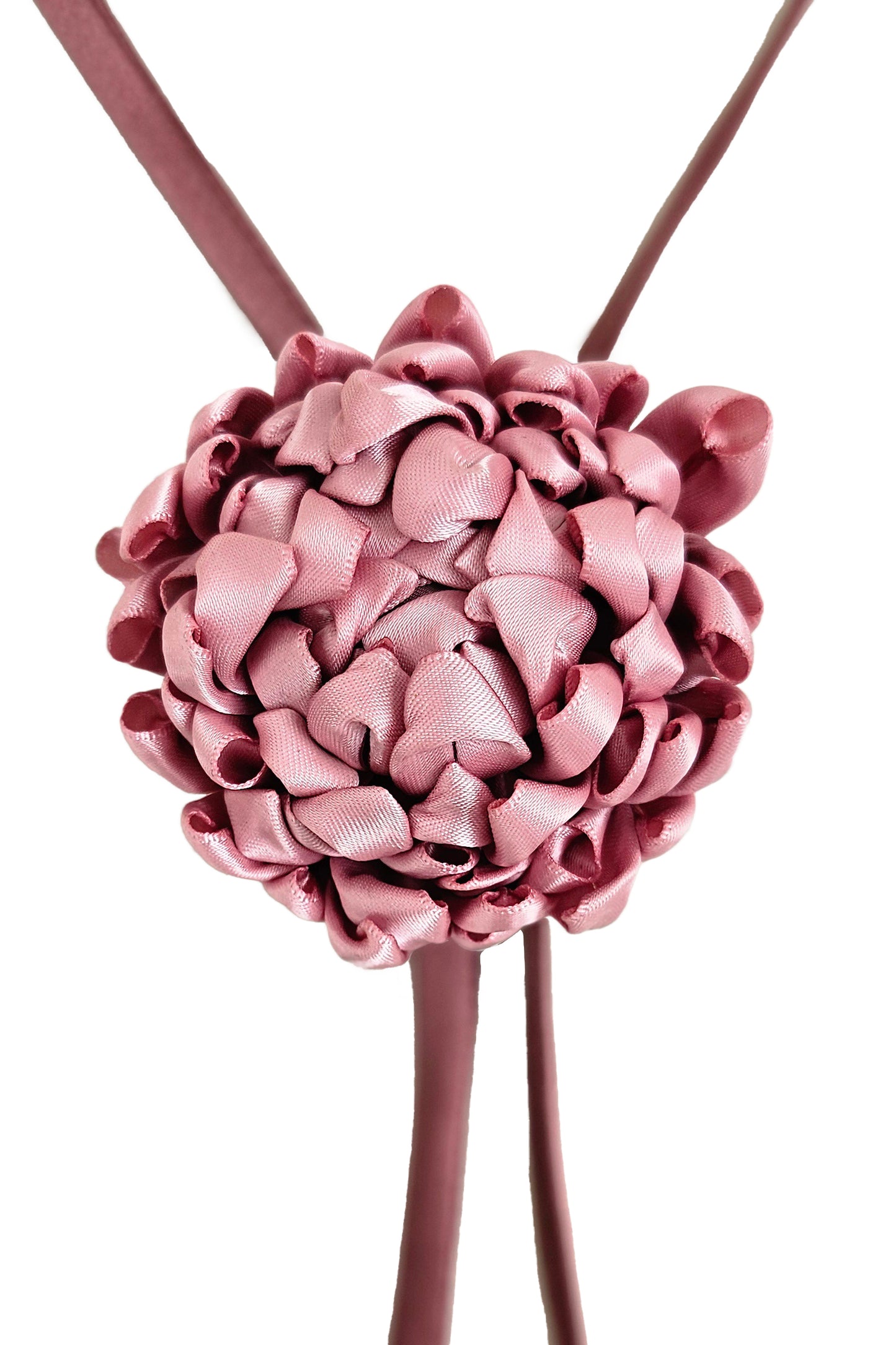 Adriana Silk Bolo Tie Necklace | Pink Tsumami Chrysanthemum