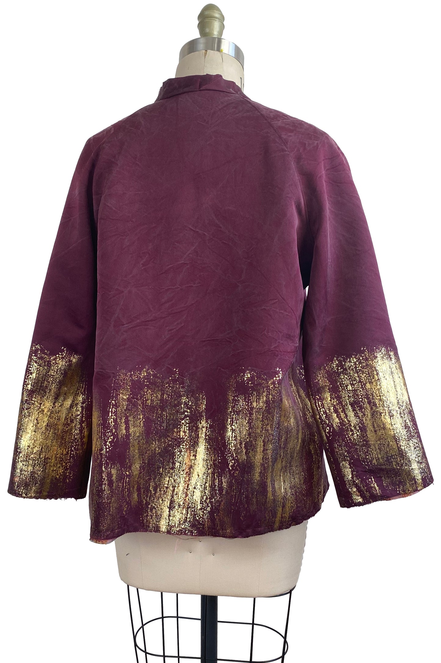 Ariel Jacket w/ Foil Print - Maroon & Gold - Large