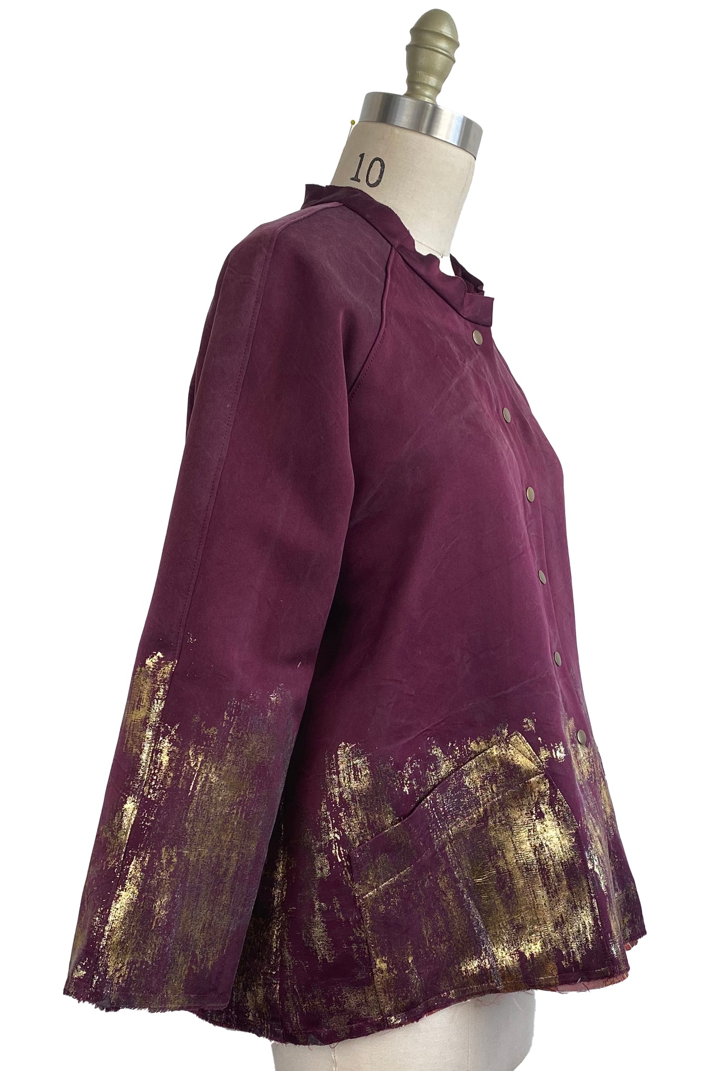 Ariel Jacket w/ Foil Print - Maroon & Gold - Large