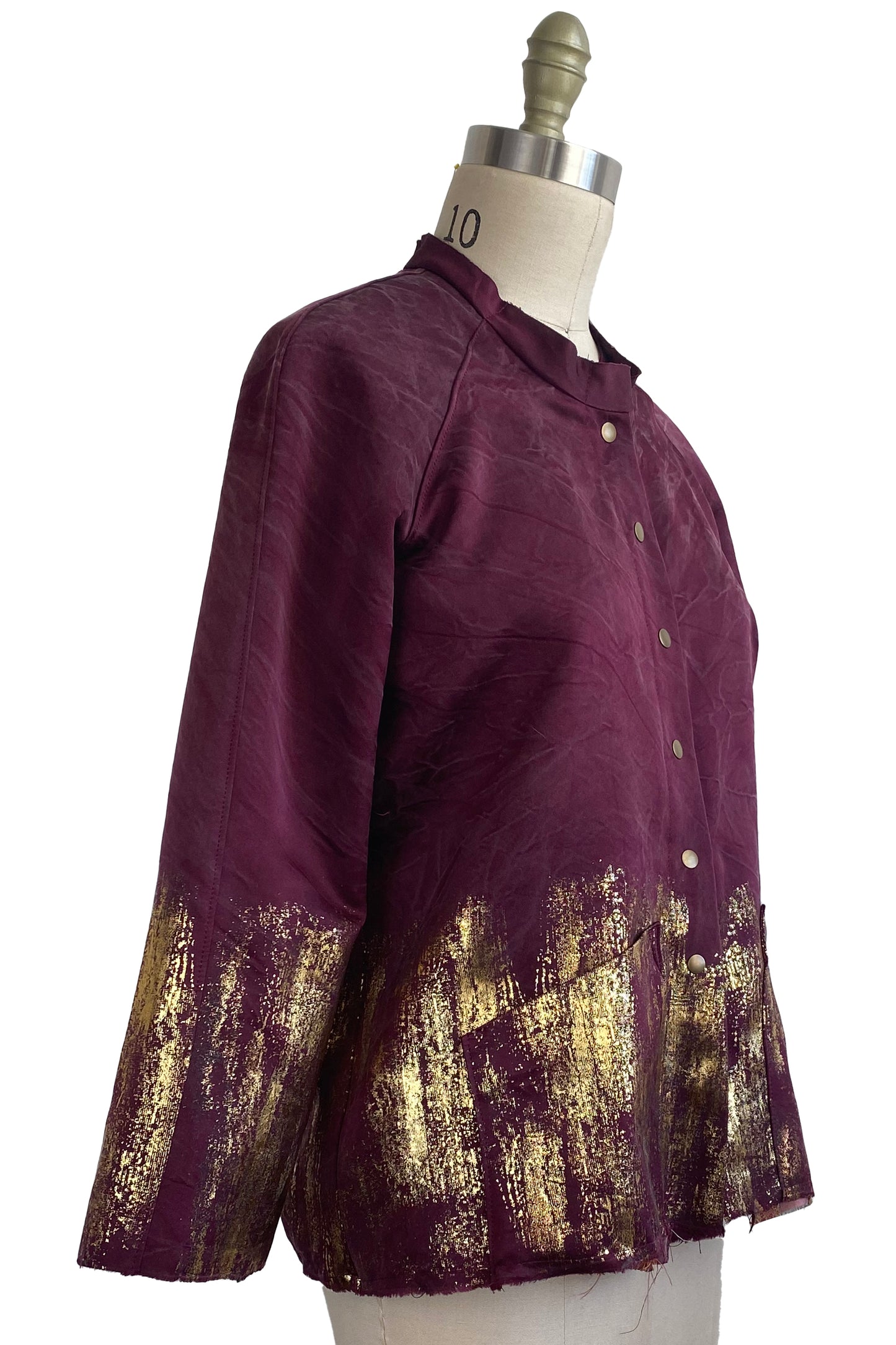 Ariel Jacket w/ Foil Print - Maroon & Gold - Large