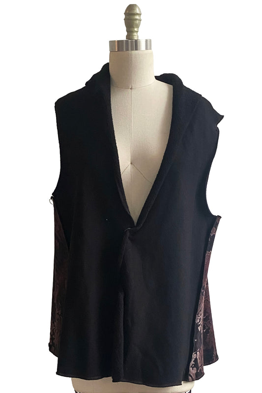Panel Vest in French Terry w/ Wallpaper Print - Black, Blush, & Natural