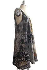 Load image into Gallery viewer, Apron Dress in Cotton w/ Chaos Print &amp; Tie Dye - Storm, Gold, &amp; Pink Accent
