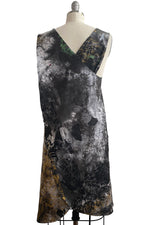 Load image into Gallery viewer, Apron Dress in Cotton w/ Chaos Print &amp; Tie Dye - Storm, Gold, &amp; Pink Accent
