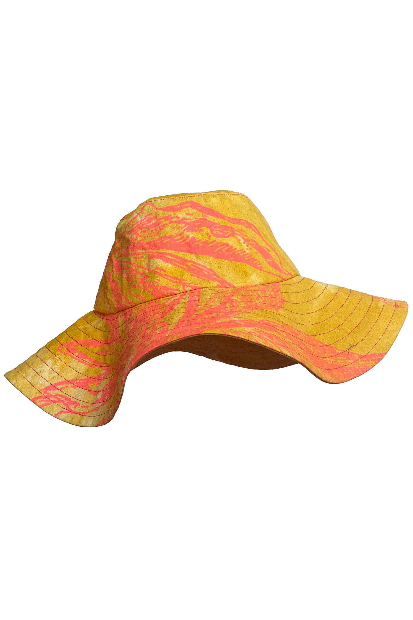 Amalfi Wide Brim Hat | Azalea Print - Yellow & Orange