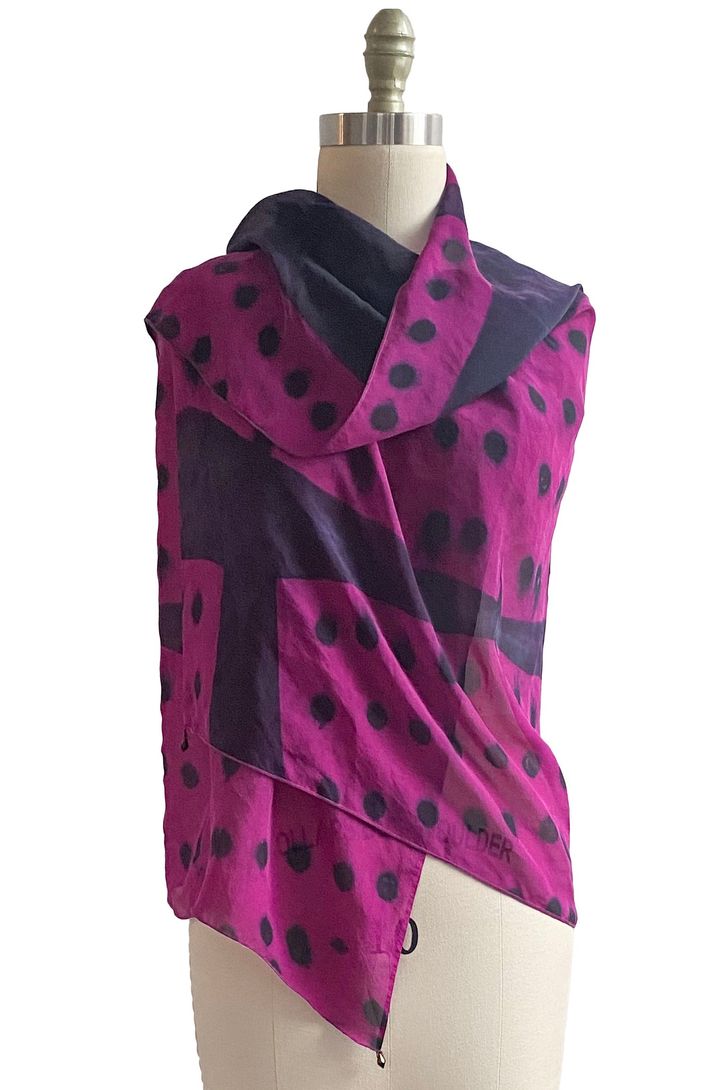 Chiffon Shawl w/ Beads Domino Dye - Magenta