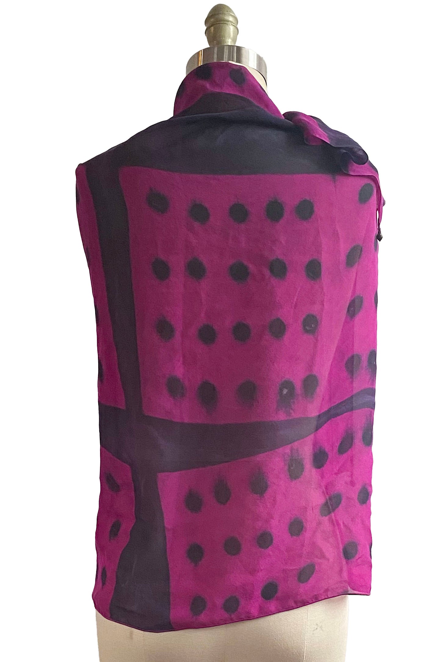Chiffon Shawl w/ Beads Domino Dye - Magenta