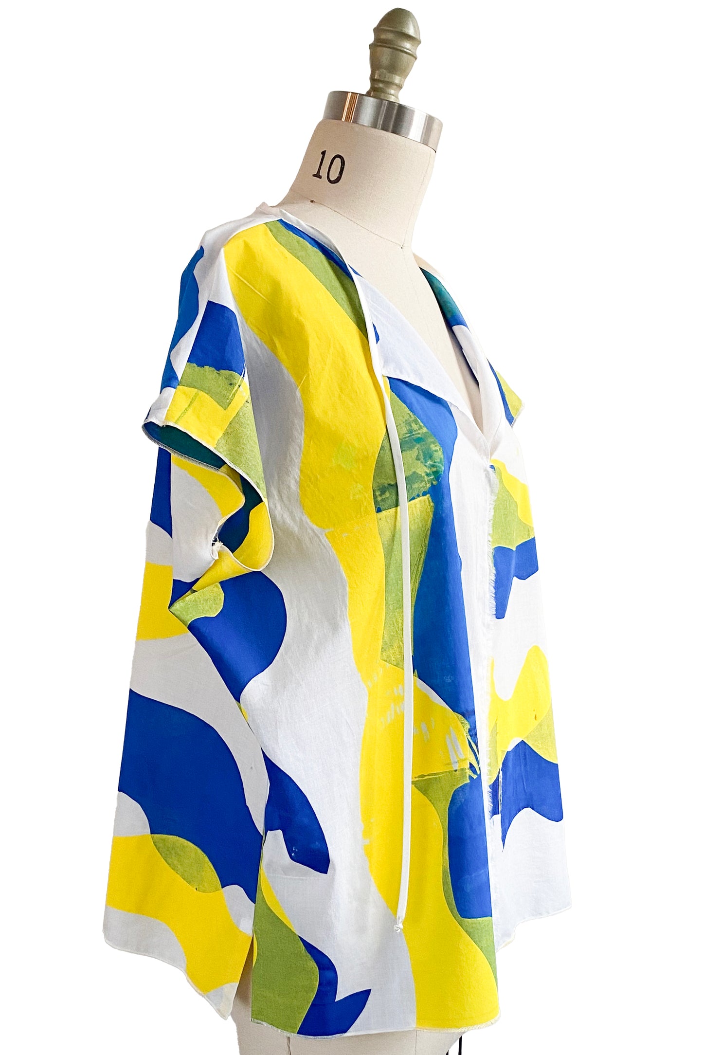 Jo Top w/ Papercut Print - White, Yellow & Blue - Small