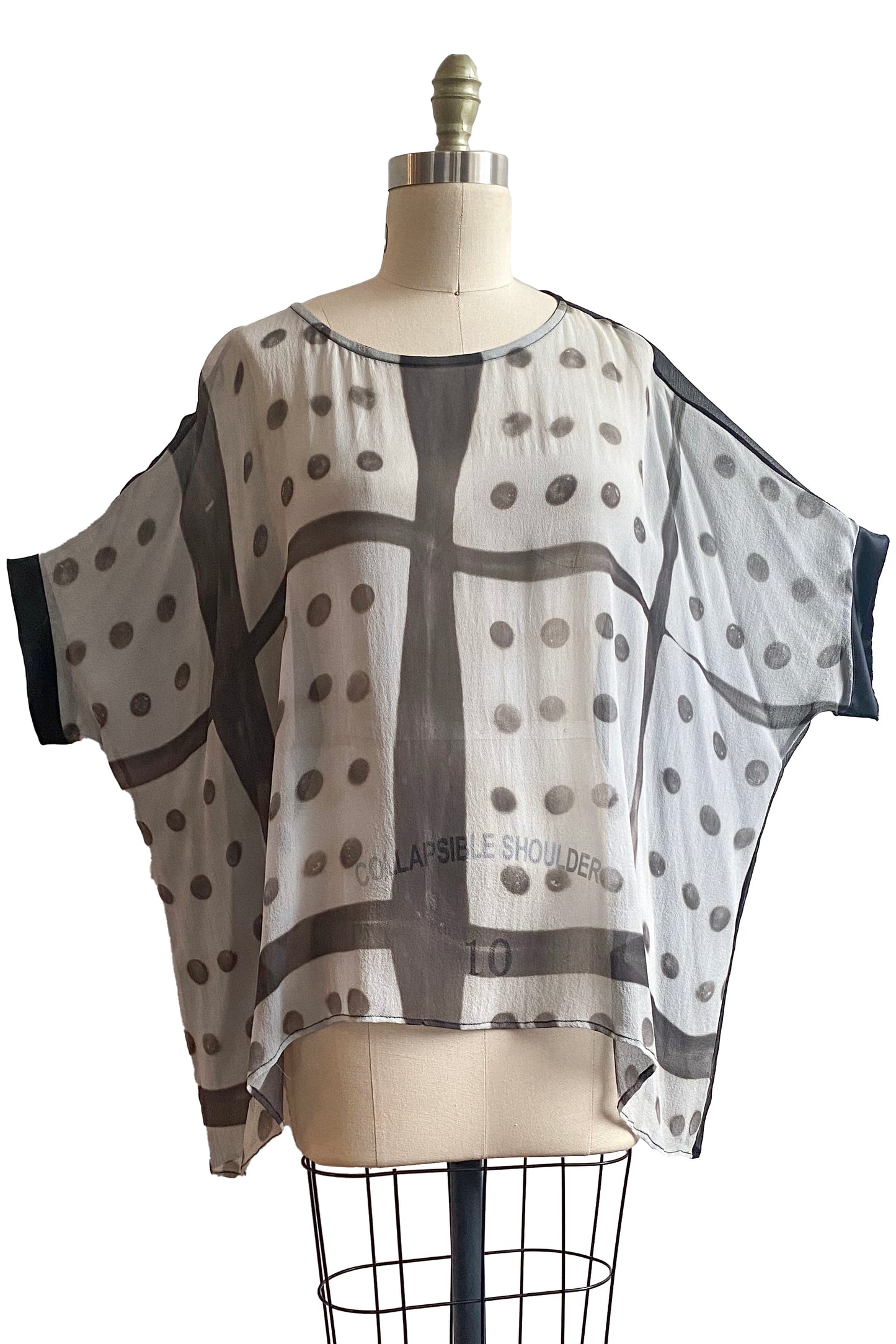 Deb Top Chiffon - Black & White Domino Dye