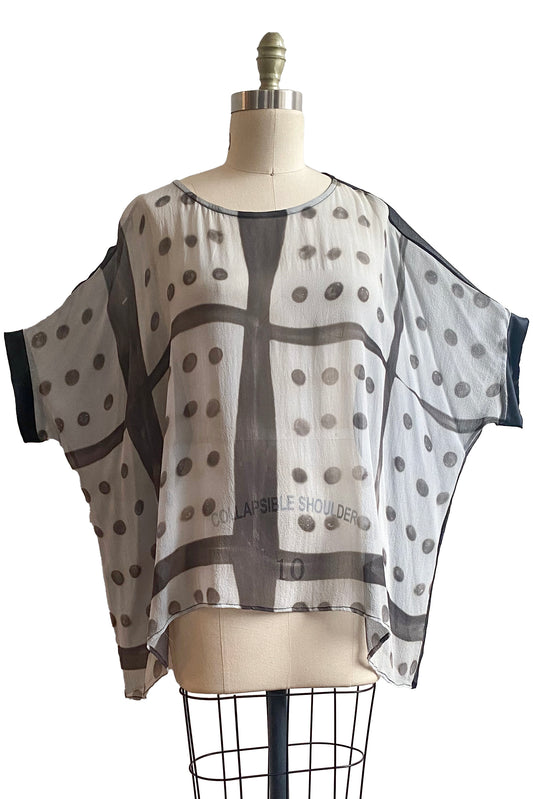 Deb Top Chiffon - Black & White Domino Dye