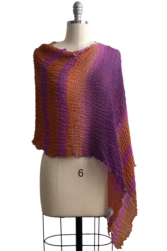 Waffle Silk Layover w/ Shibori Itajime Dye - Magenta, Purple, Pink & Orange
