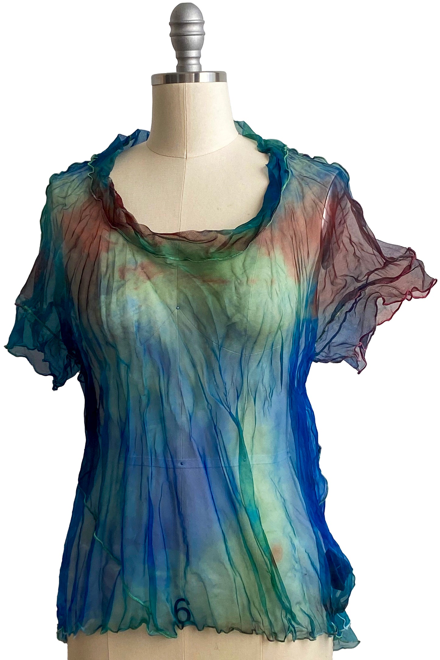Athena Top in Organza - Blue Painted Dye - Medium