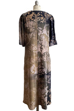 Load image into Gallery viewer, Tempest Dress in Silk w/ Wallpaper Print - Black &amp; Natural - Small
