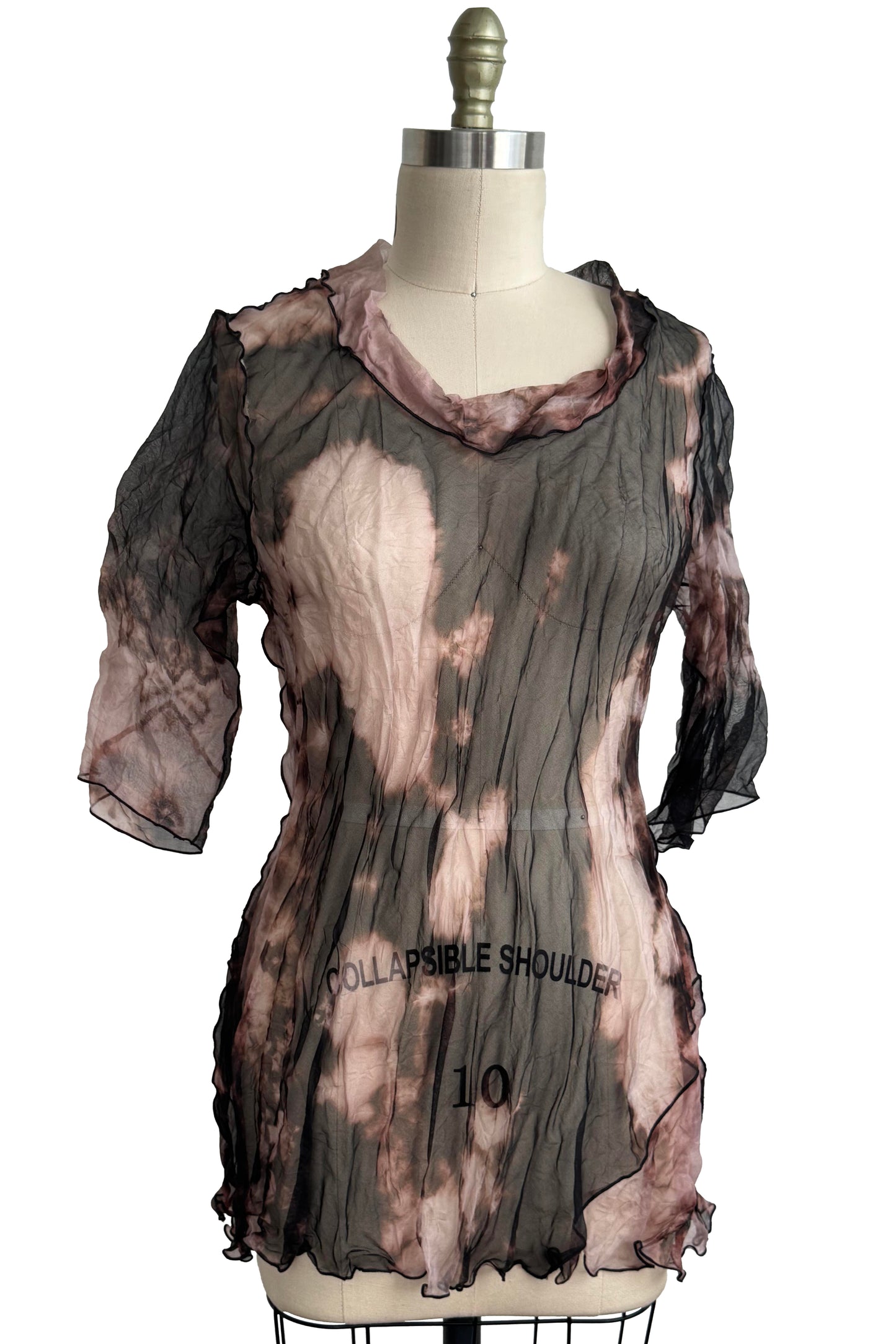Fiona #5 Bias Tunic Silk Organza - Black & Natural - Small