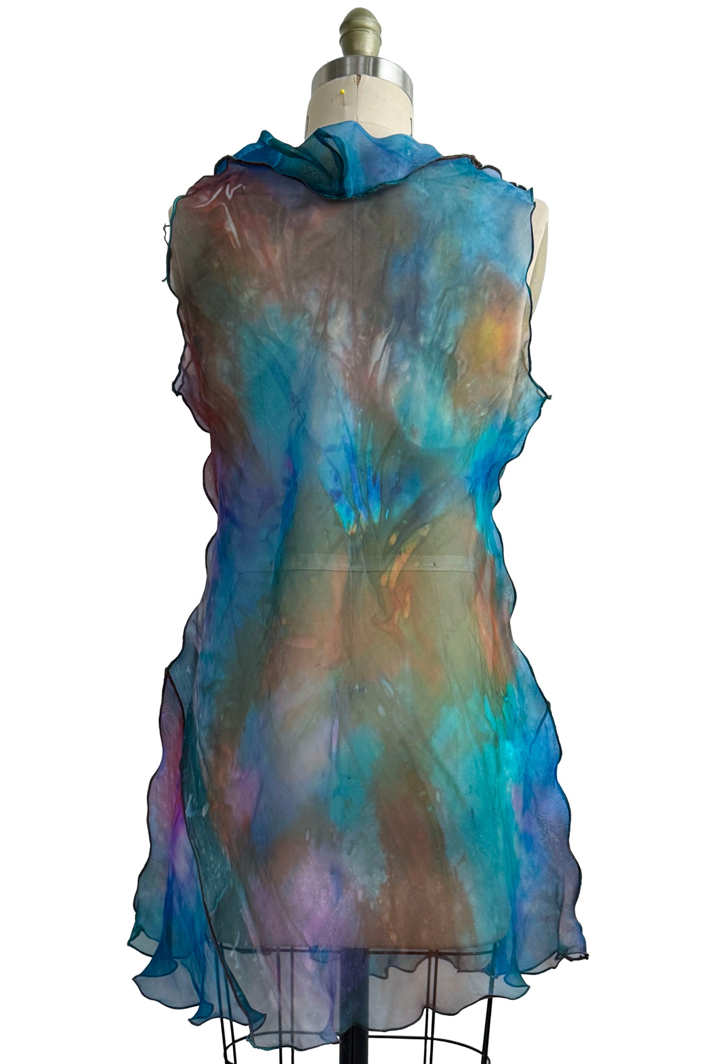 Fiona #1.5 Tunic in Silk Organza - Painted Turquoise