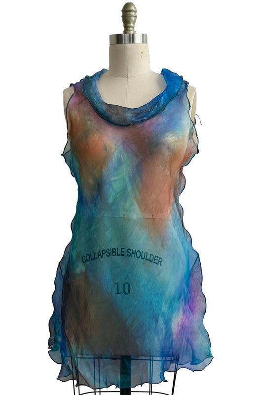Fiona #1.5 Tunic in Silk Organza - Painted Turquoise