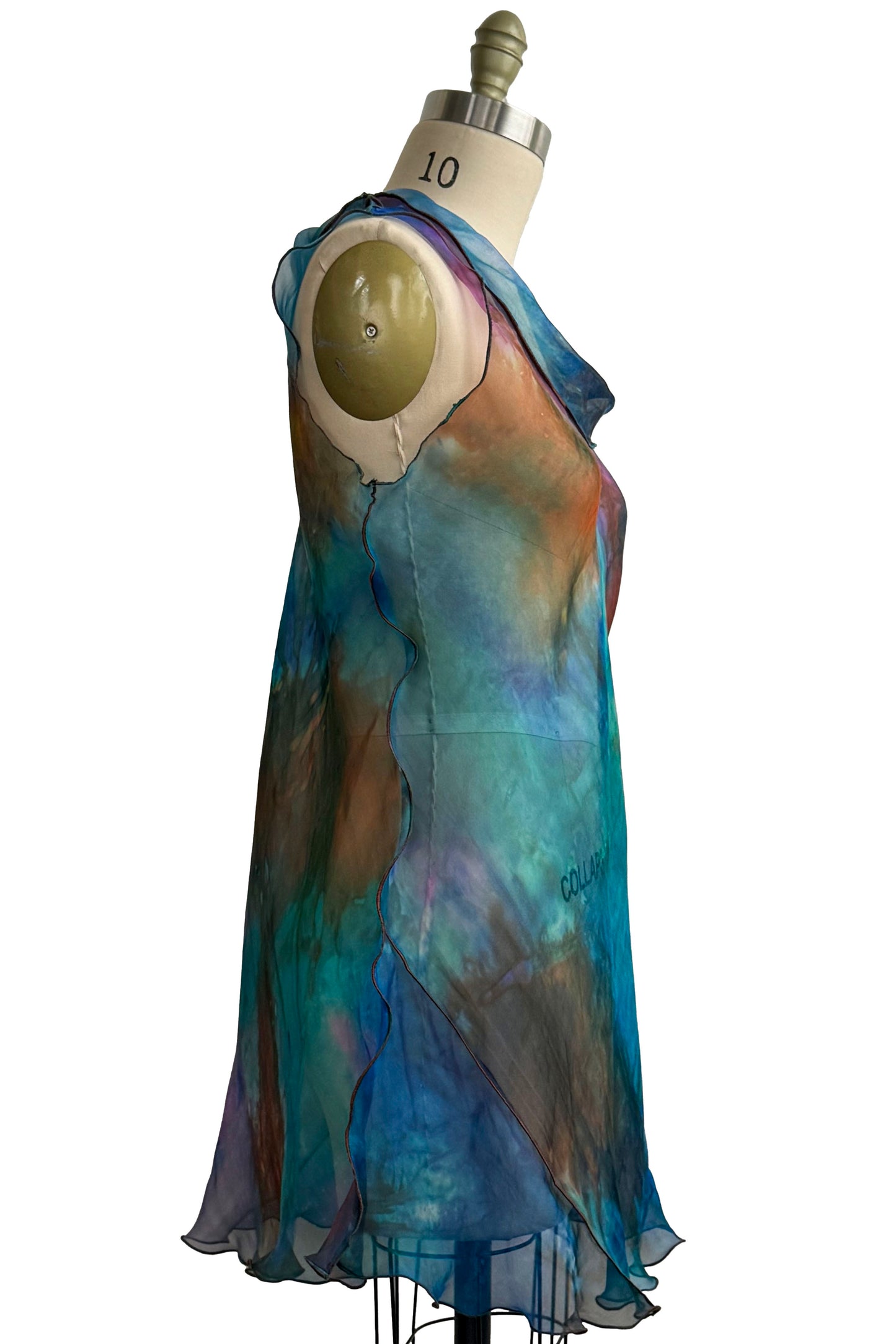 Fiona #1.5 Tunic in Silk Organza - Painted Turquoise