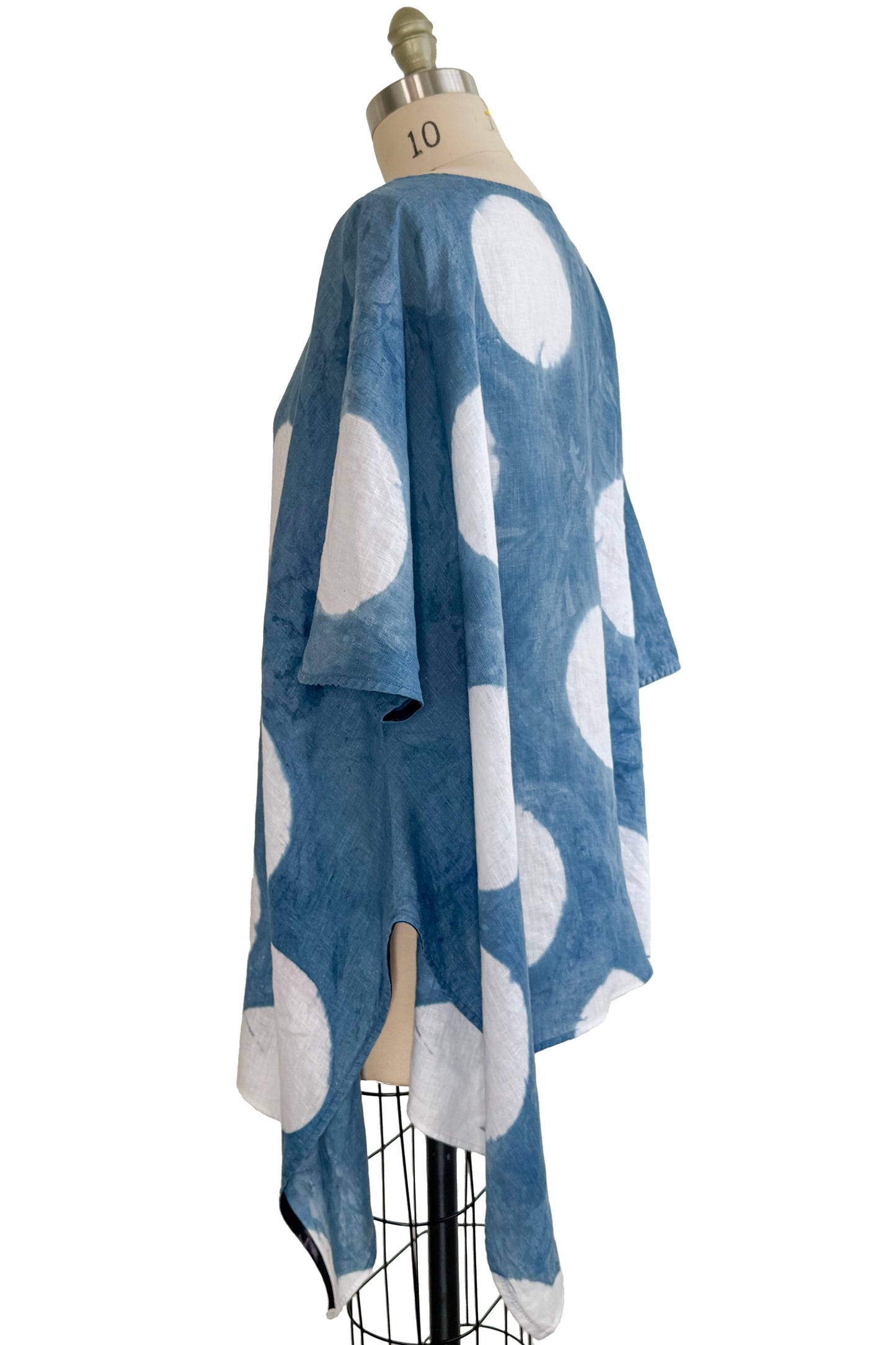 Asymmetrical Top in Linen - Itajimie Dye - Indigo & White - Large