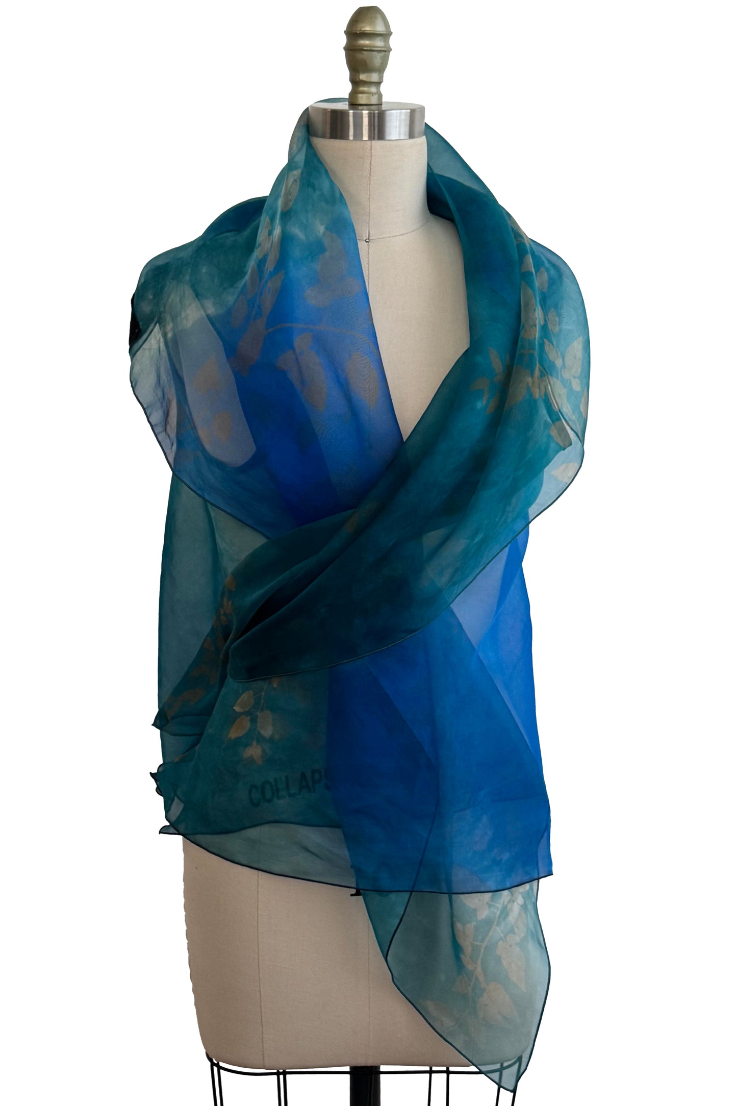 Asymmetrical Wrap Vest Organza - Painted - Blue
