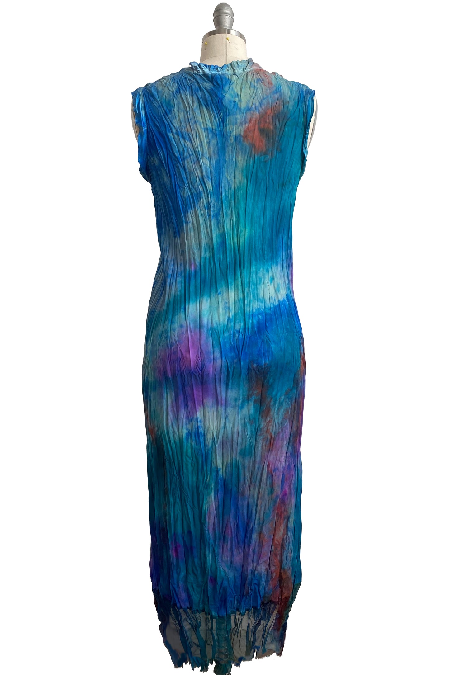 Titania Dress w/ Organza Trim - Painted Dye Blue
