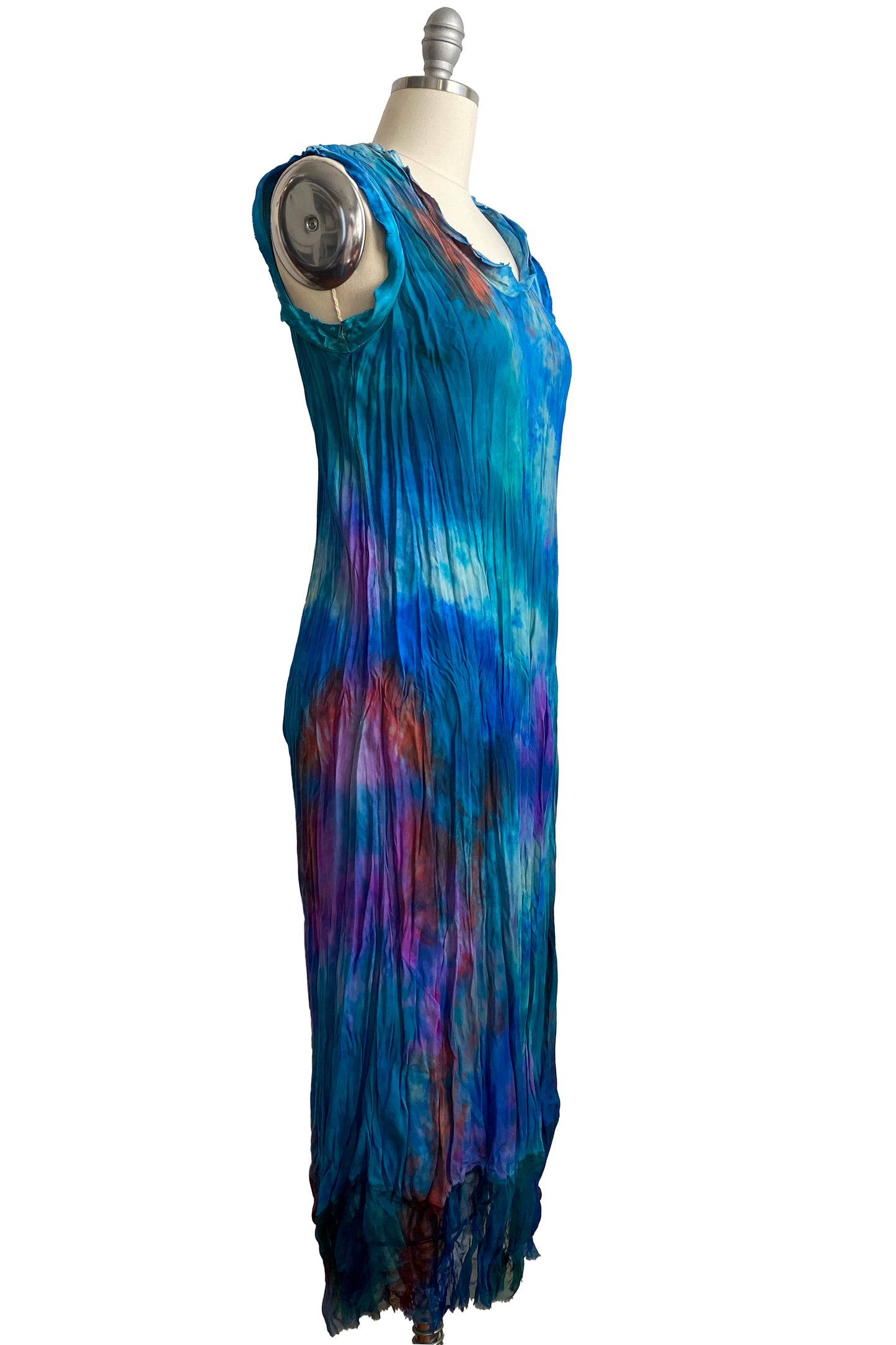 Titania Dress w/ Organza Trim - Painted Dye Blue
