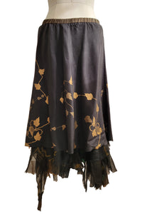 Toulouse Reversable Skirt w/ Cotton & Reverse Vine Print - Black & Gold