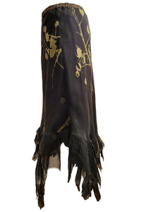 Toulouse Reversable Skirt w/ Cotton & Reverse Vine Print - Black & Gold