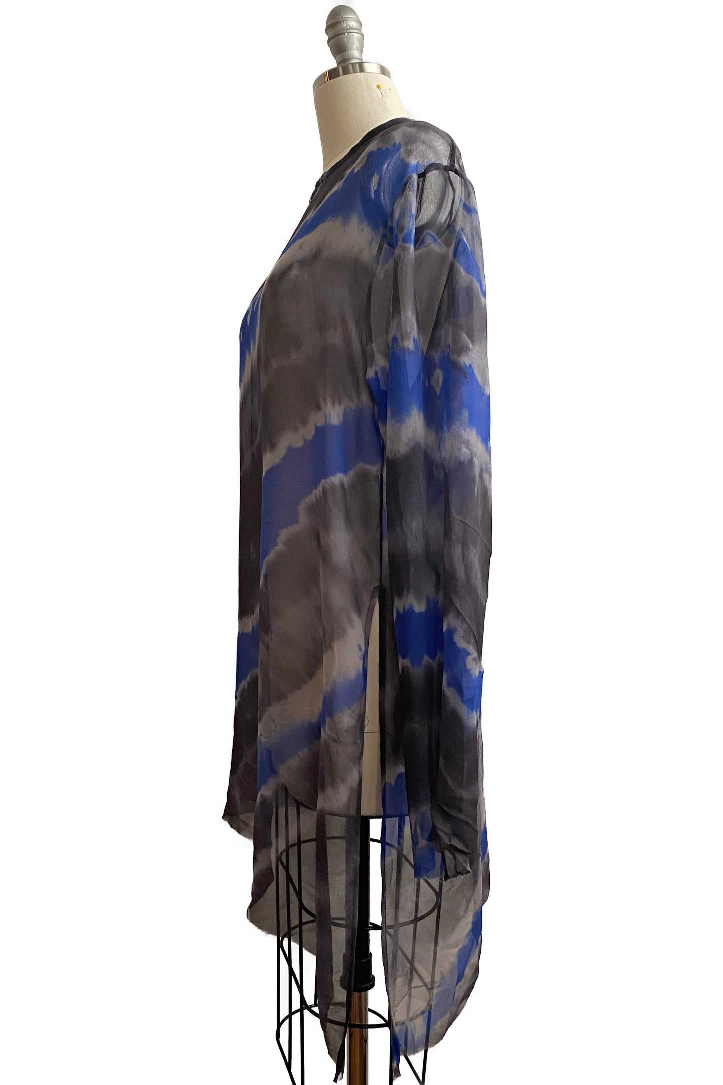 Luxor Tunic w/ Itajime Dye - Black & Blue - Small