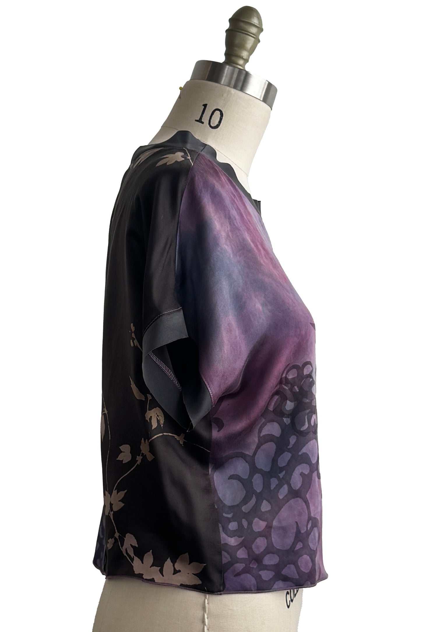 Jen Top | Silk Charmeuse | Oceana Print | Stormy Purple & Natural | Small