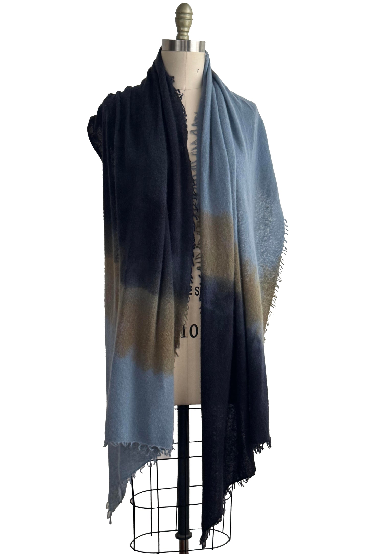 Shawl | Cashmere | Ombre Dyed | Blue & Grey