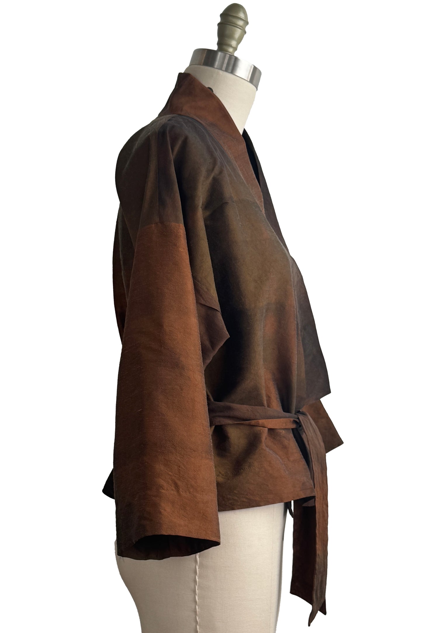 Kimono Jacket | silk Dupioni| Ombre Dyed | Rust, Moss, Slate| Small