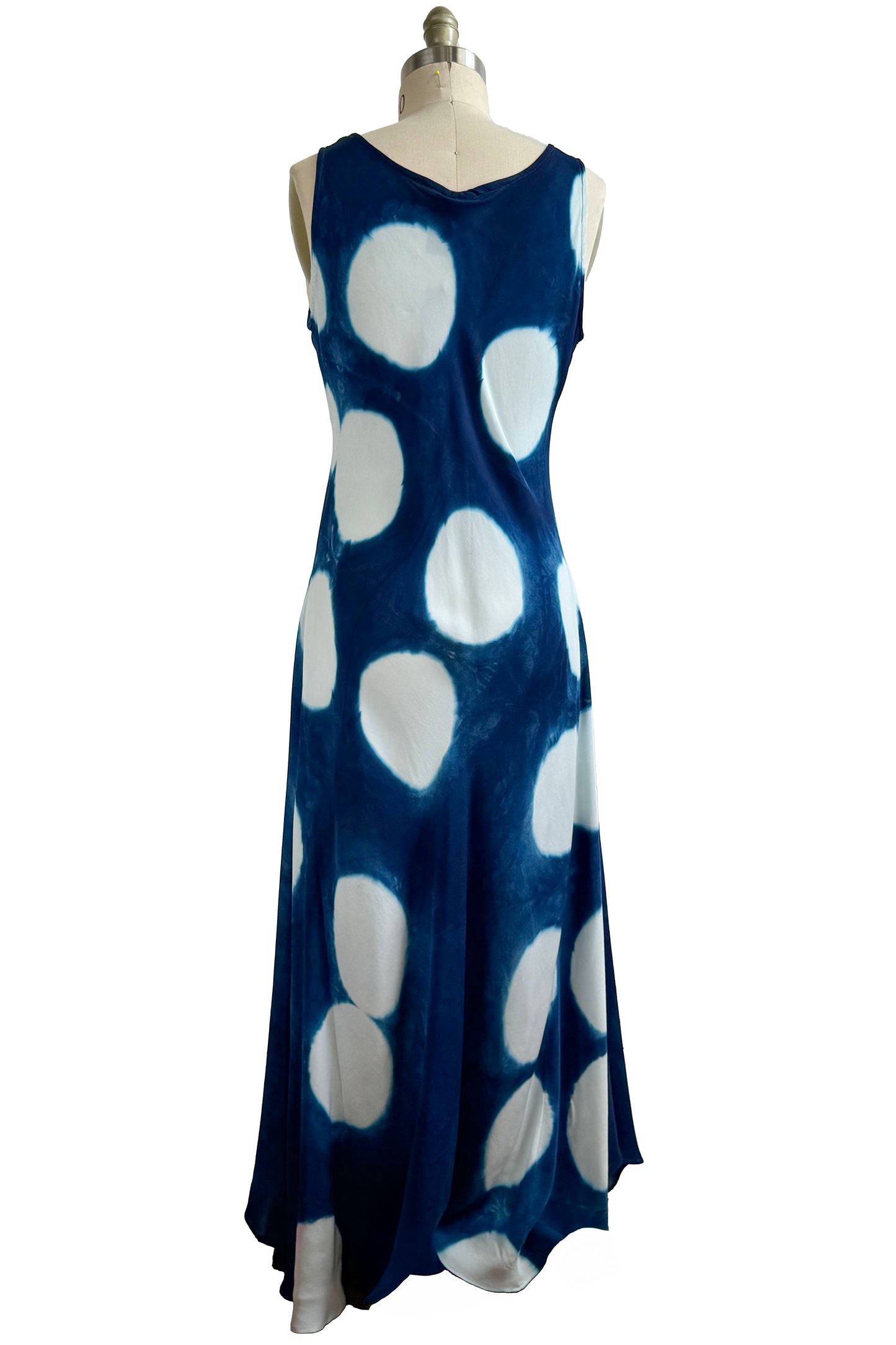 Fan Dress in Silk Georgette w/ Itajime Dye - Indigo - Large