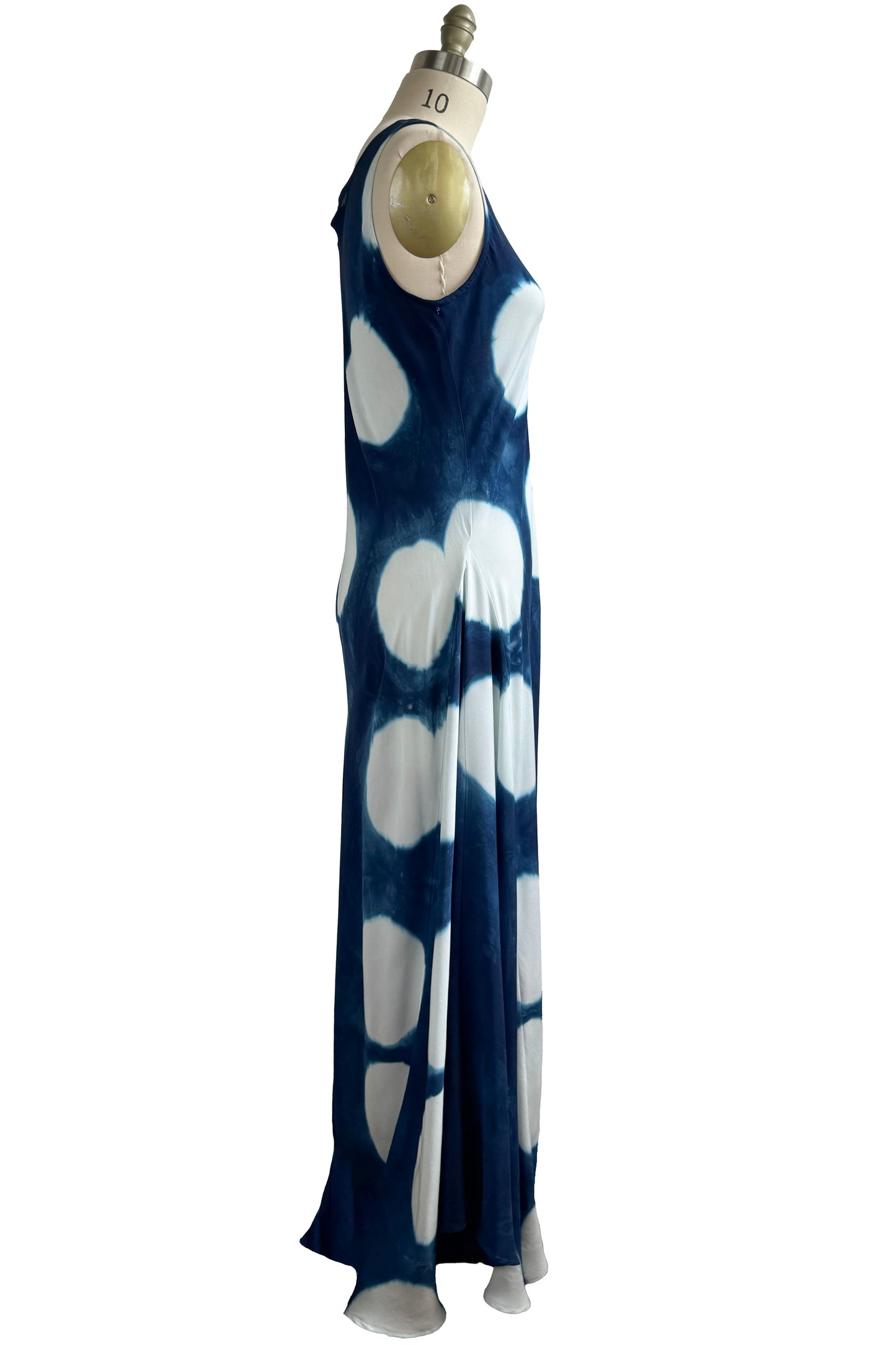 Fan Dress in Silk Georgette w/ Itajime Dye - Indigo - Large