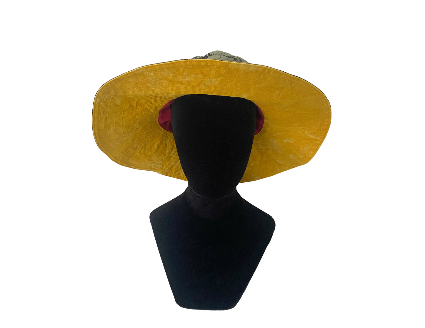 Amalfi Wide Brim Hat - Marsh Garden Print - Olive & Yellow