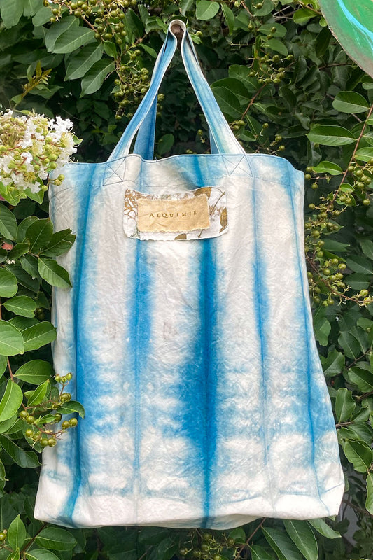 KB x Alquimie Studio Canvas Tote - Shibori Stripe - Indigo & Natural