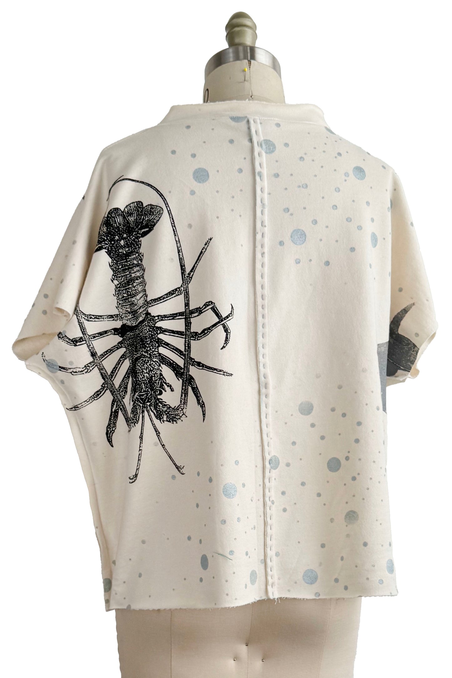 Jen Top in French Terry - Lobster Print - Natural, Silver, Black & Gold - Large