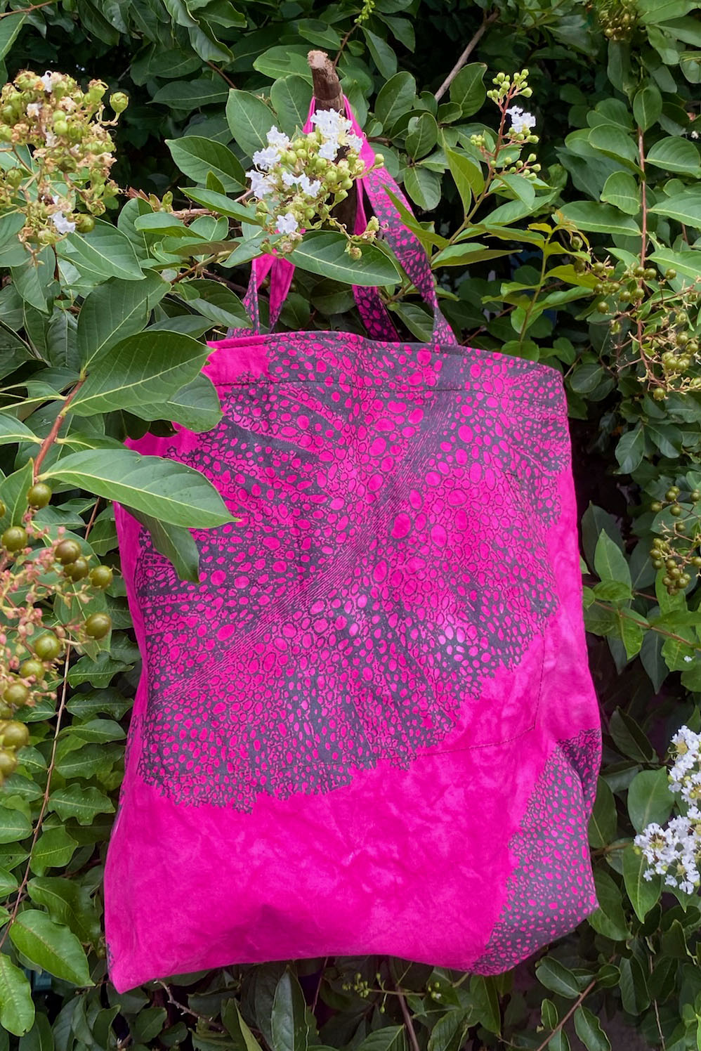 KB x Alquimie Studio Canvas Tote - Big Leaf Print - Pink & Green