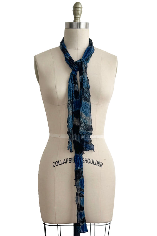 Bubble Silk Mini Scarf Set - Black & Navy