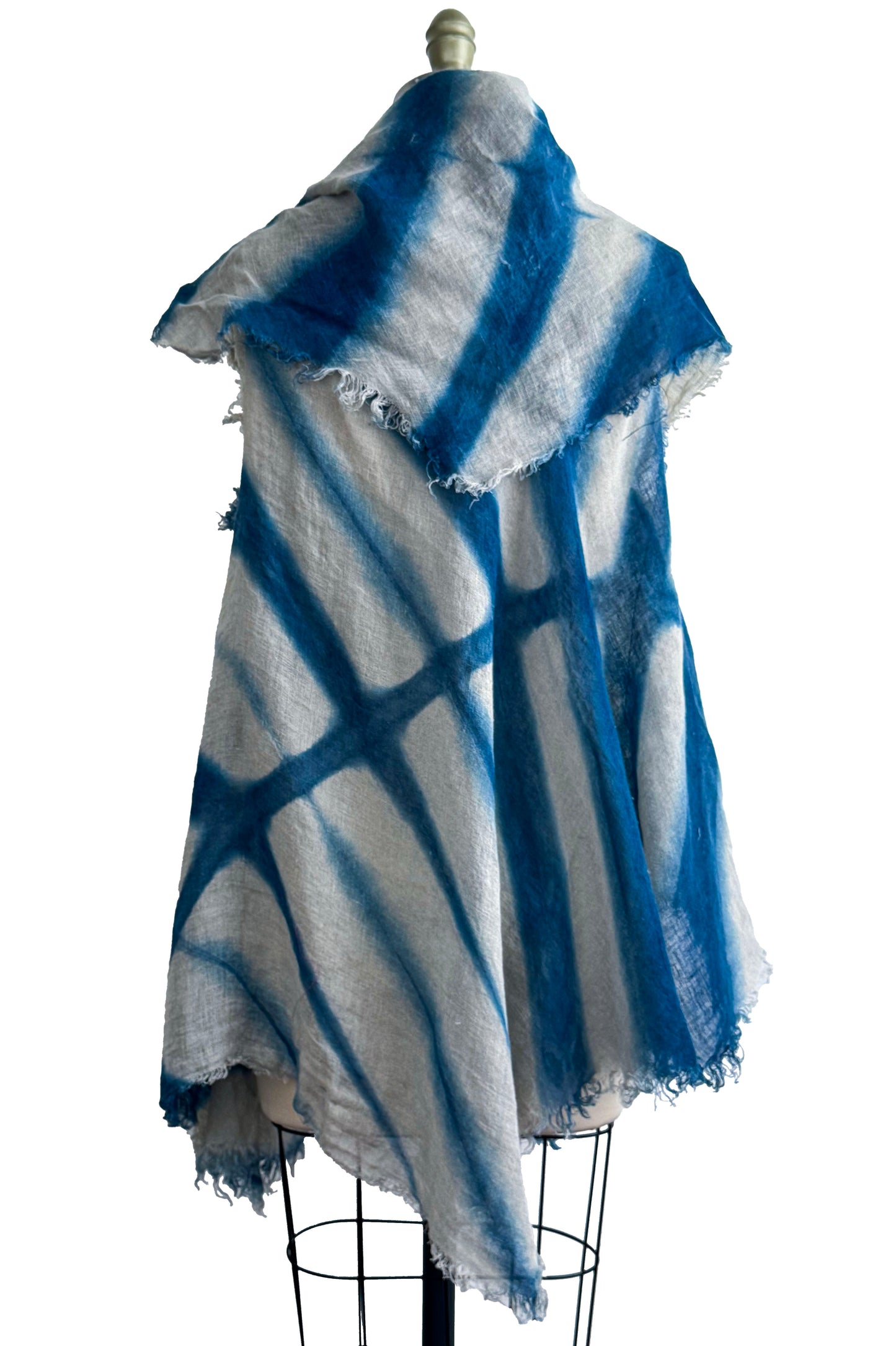 Asymmetrical Wrap Vest - Linen - Itajimie Dye - Indigo & Natural