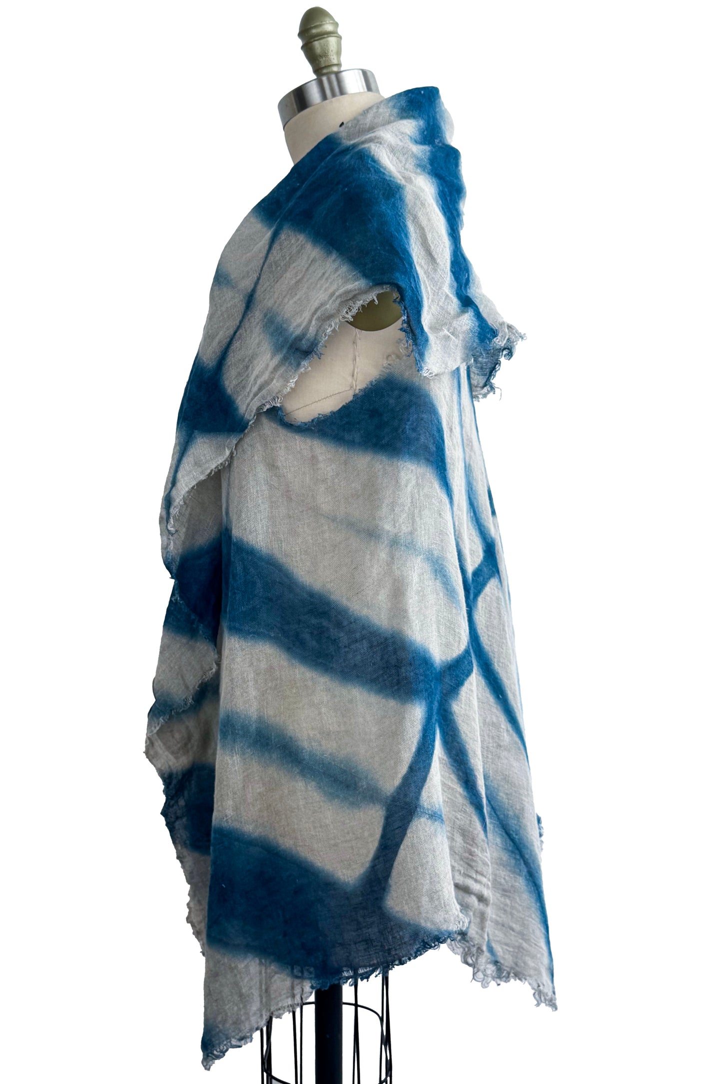Asymmetrical Wrap Vest - Linen - Itajimie Dye - Indigo & Natural