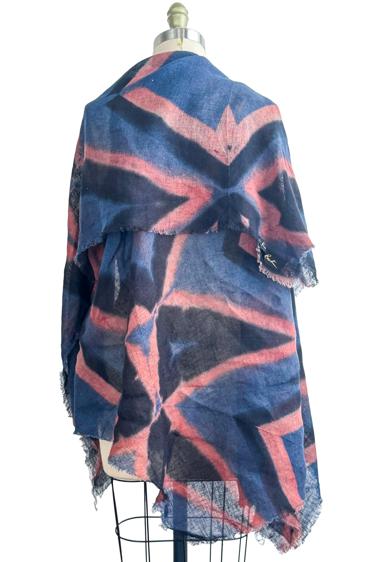 Asymmetrical Wrap Vest - Linen - Itajimie Dye - Midnight Blue, Black & Brick Red