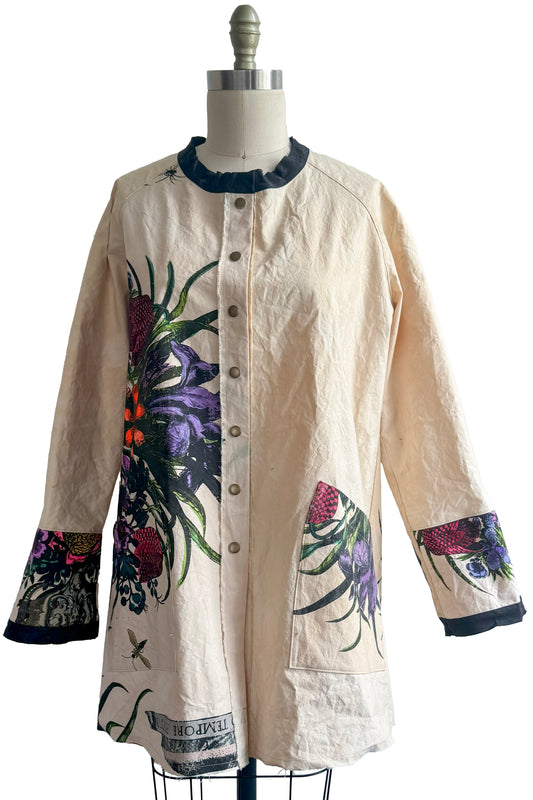 Juno Coat - Cotton Canvas - Hand Painted Bouquet Print - Medium