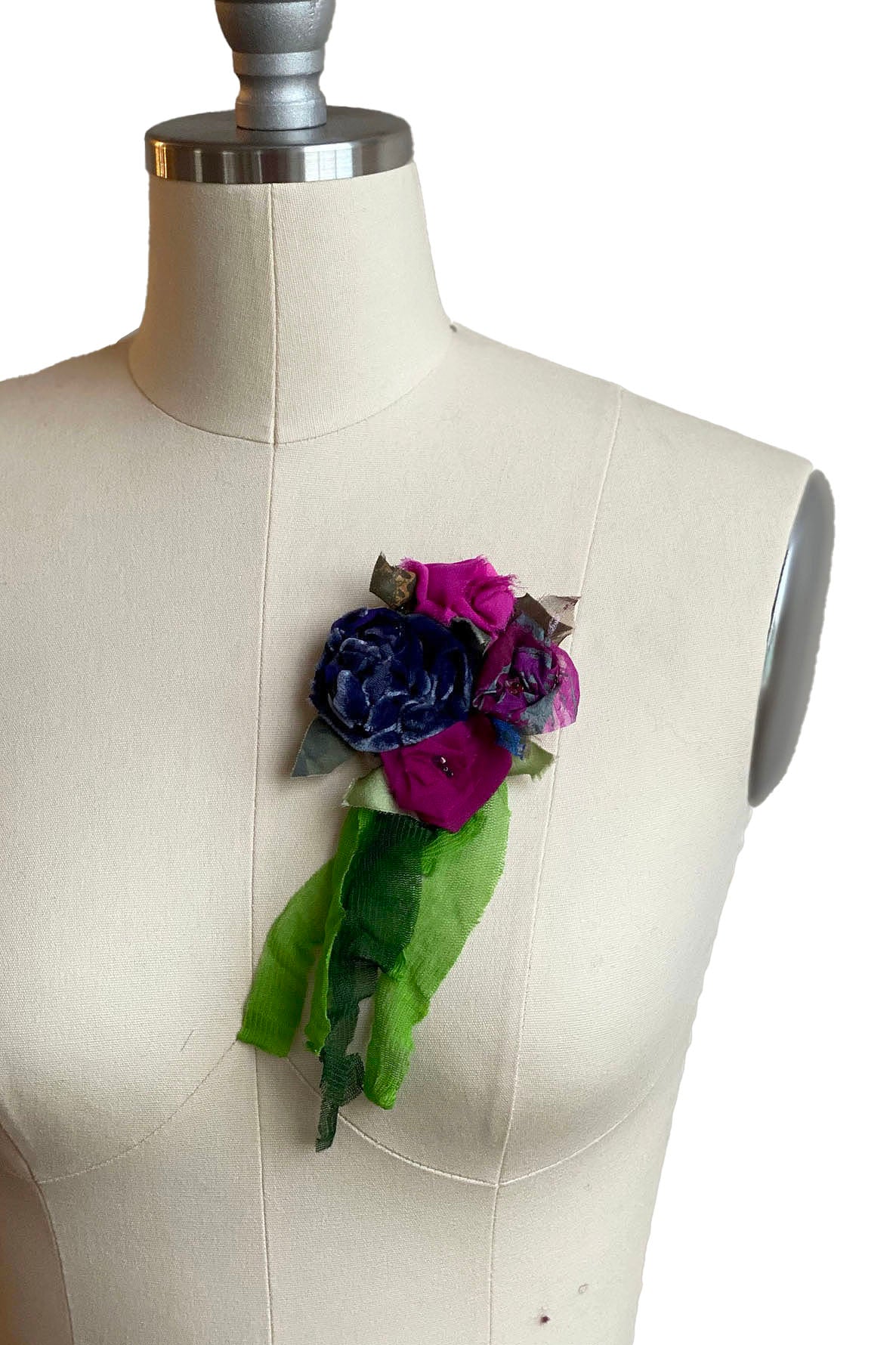 Leather Bouquet Pin - Pearl & Bull - Purple