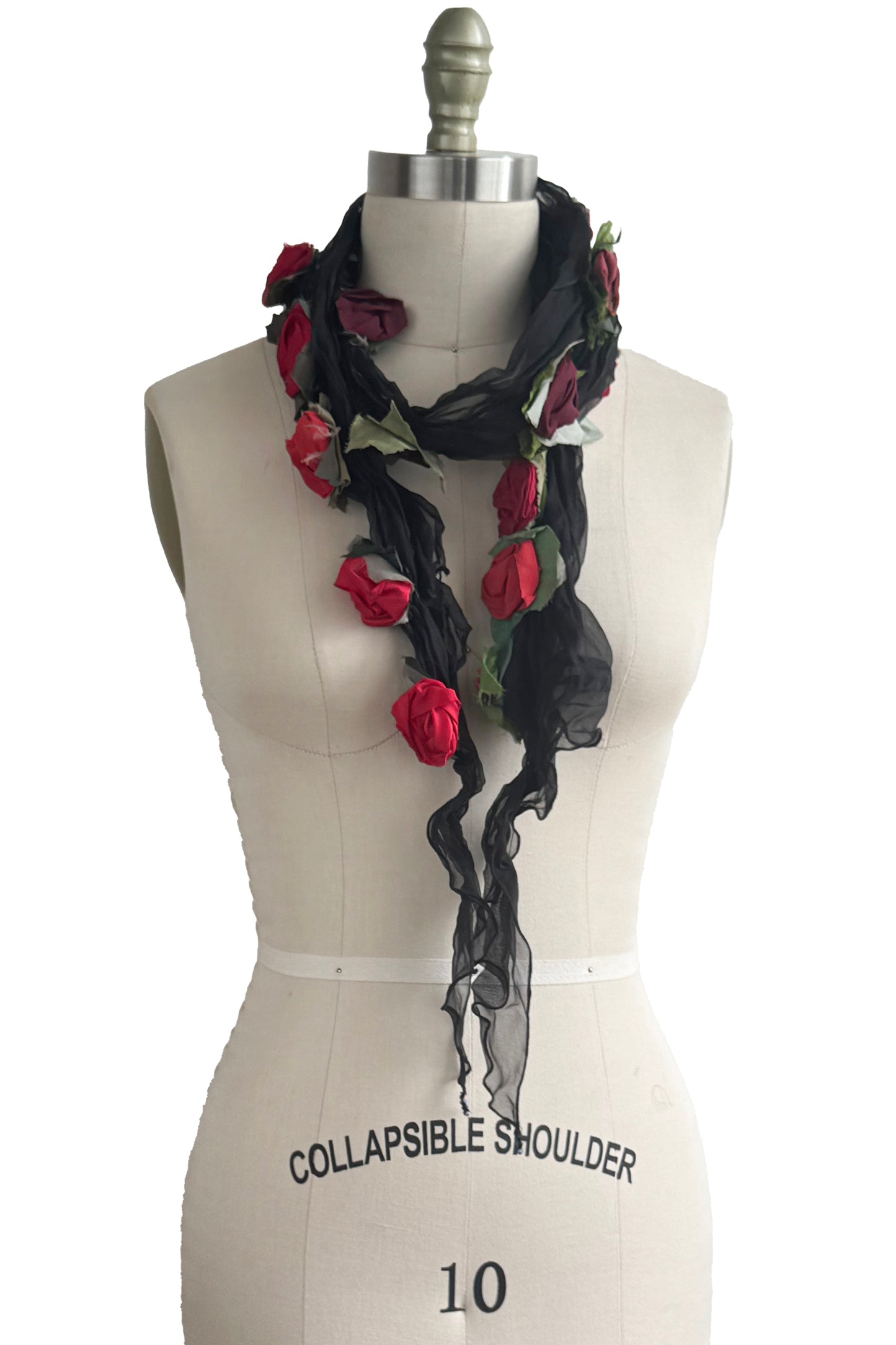Organza Flower Scarf - Ombre Black & Red